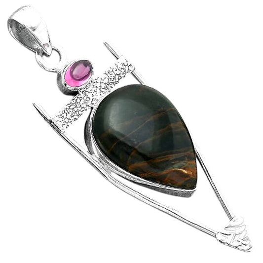 Turkish Rainforest Chrysocolla & Garnet Pendant P-1360 SDP156883