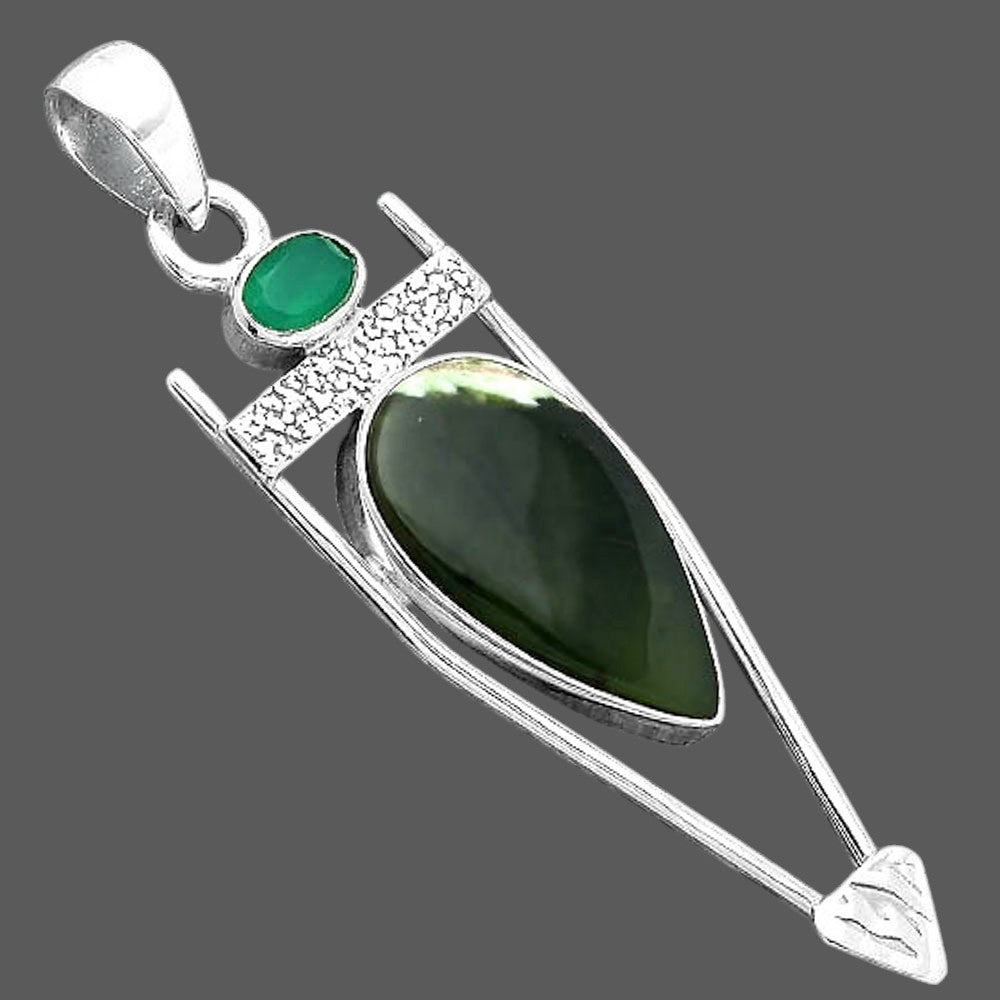 Natural Chrome Chalcedony & Green Onyx Pendant P-1360 SDP156887