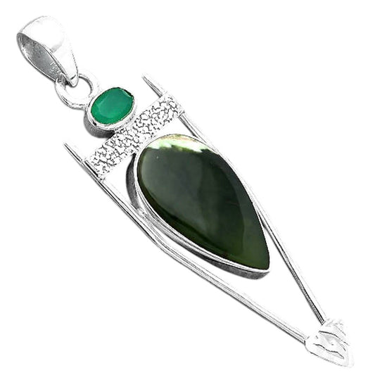 Natural Chrome Chalcedony & Green Onyx Pendant P-1360 SDP156887