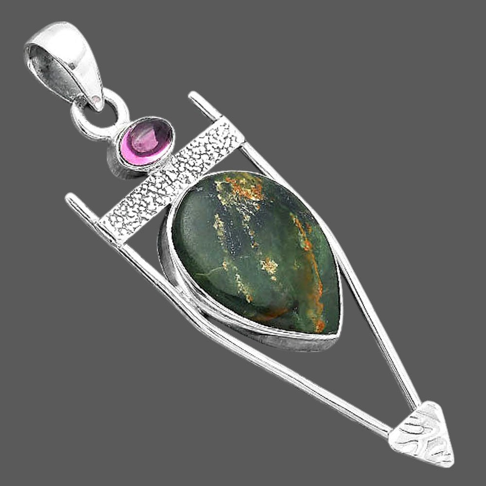 Chrome Chalcedony & Rhodolite Garnet Pendant P-1360 SDP156888