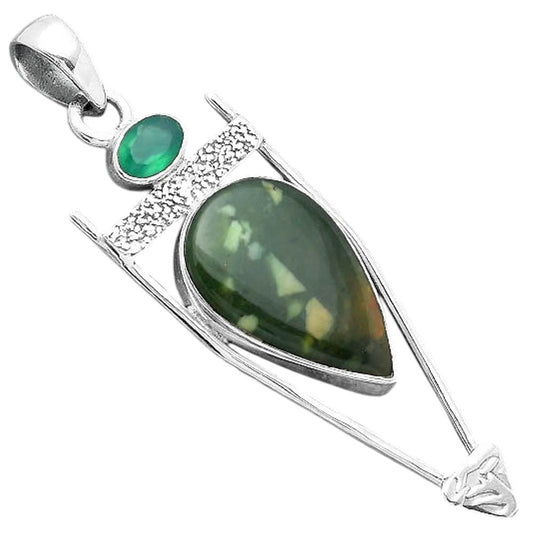 Natural Chrome Chalcedony & Green Onyx Pendant P-1360 SDP156893