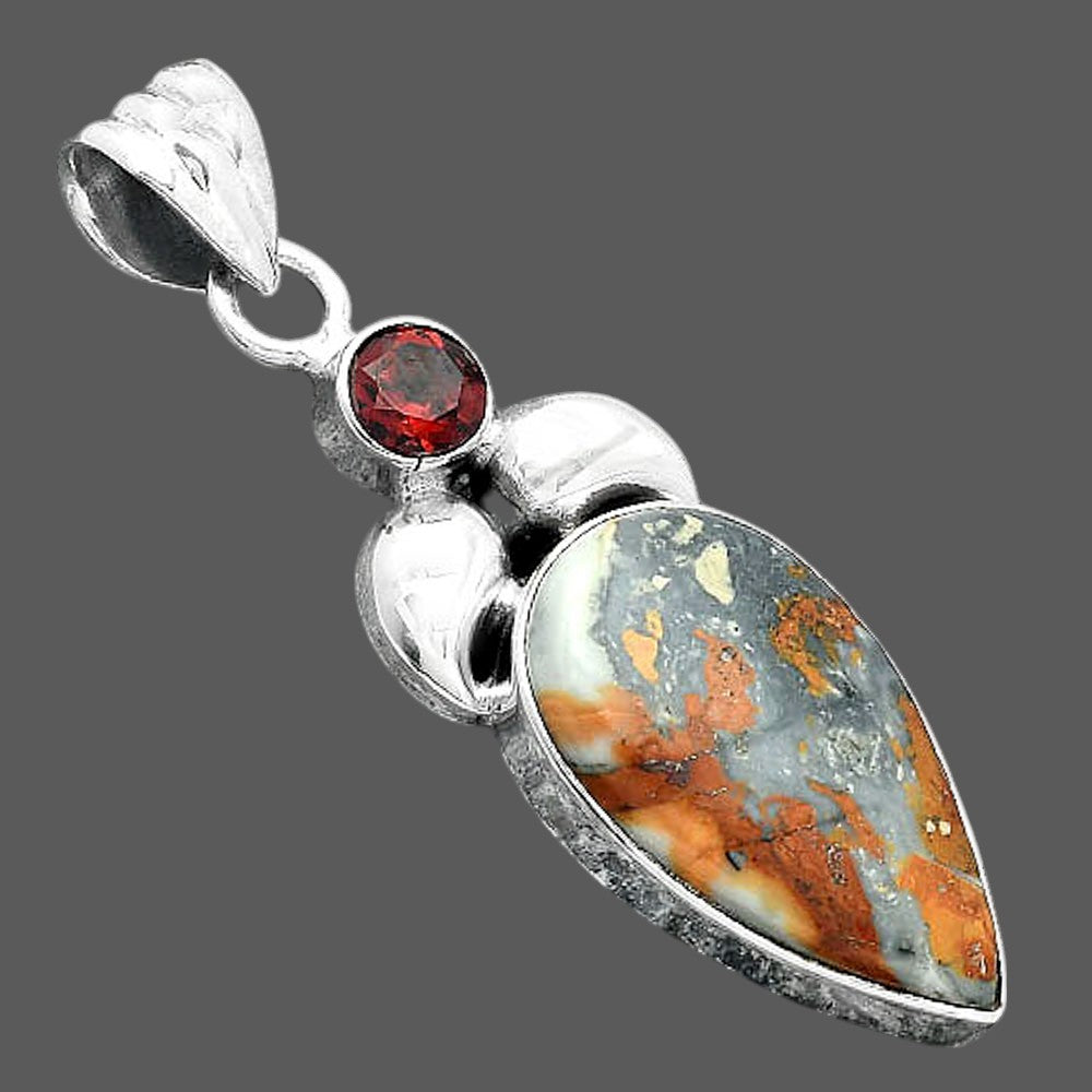 Maligano Jasper - Indonesia & Garnet Pendant P-1683 SDP156905