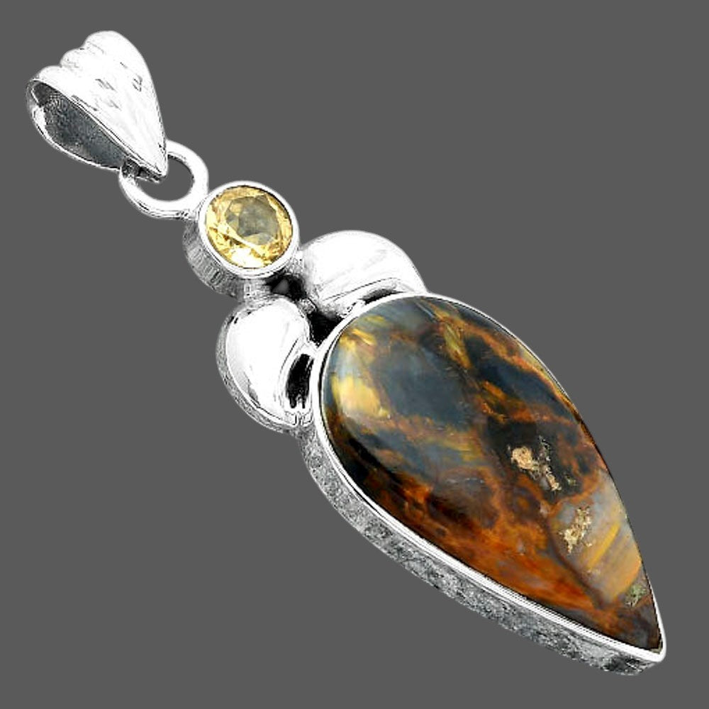Natural Pietersite Namibia & Citrine Pendant P-1683 SDP156920