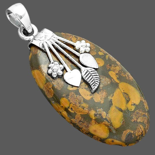 Natural Bamboo Jasper Pendant P-1647 SDP156939