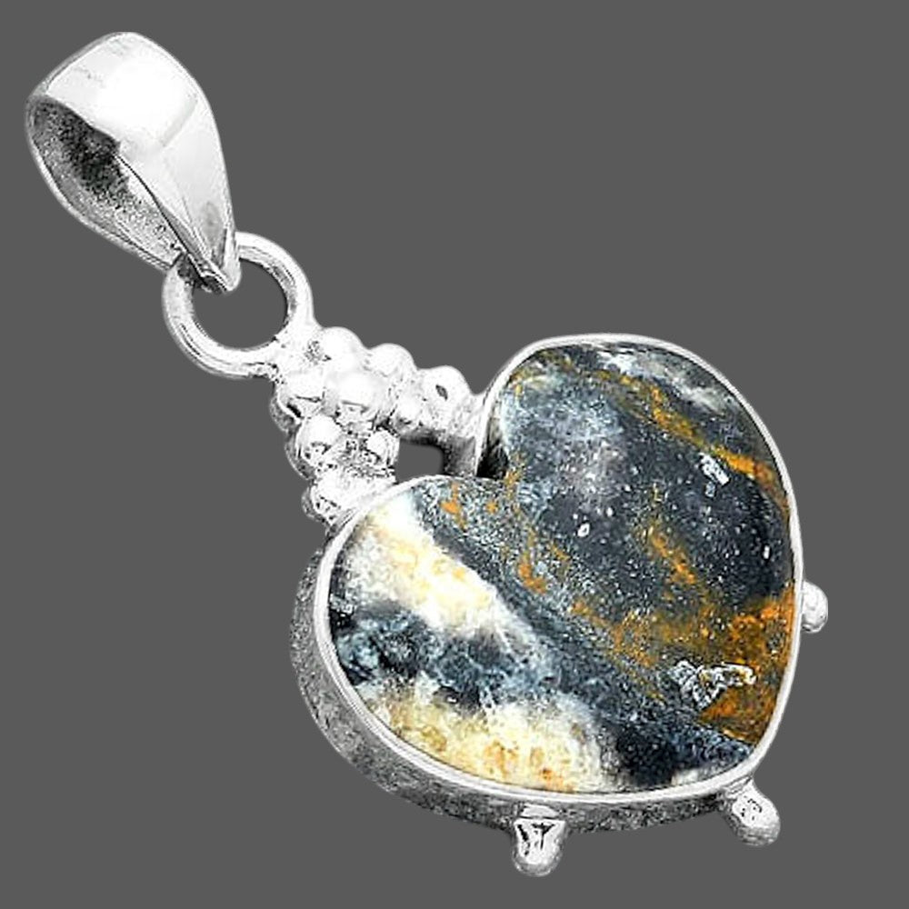 Heart Natural Indian Blanket Jasper Pendant P-1357 SDP157011