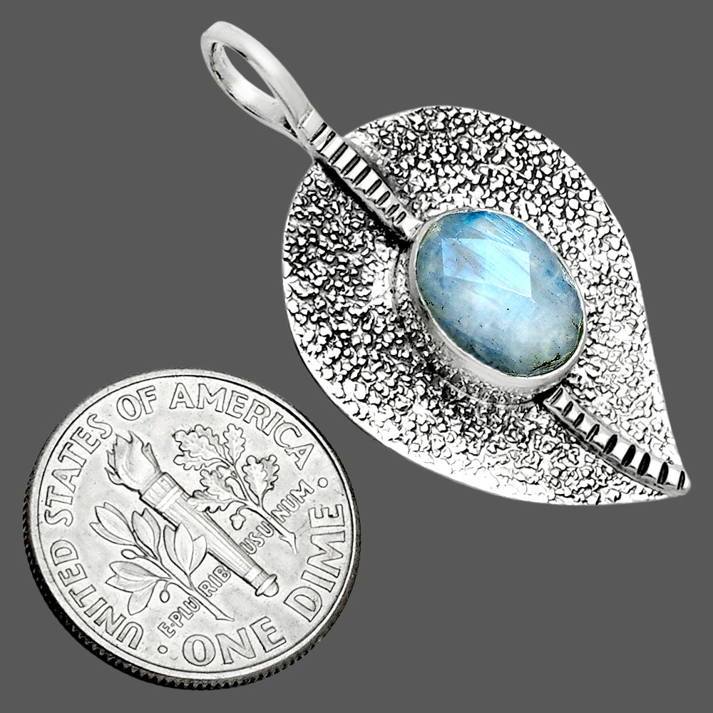 Rainbow Moonstone Checker - India Pendant P-1218 SDP157433