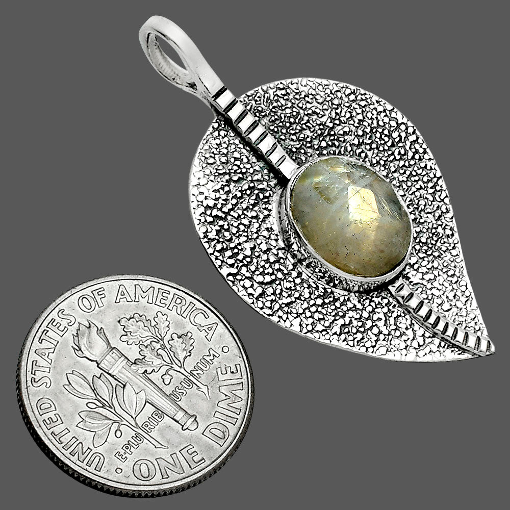 Rainbow Moonstone Checker - India Pendant P-1218 SDP157434