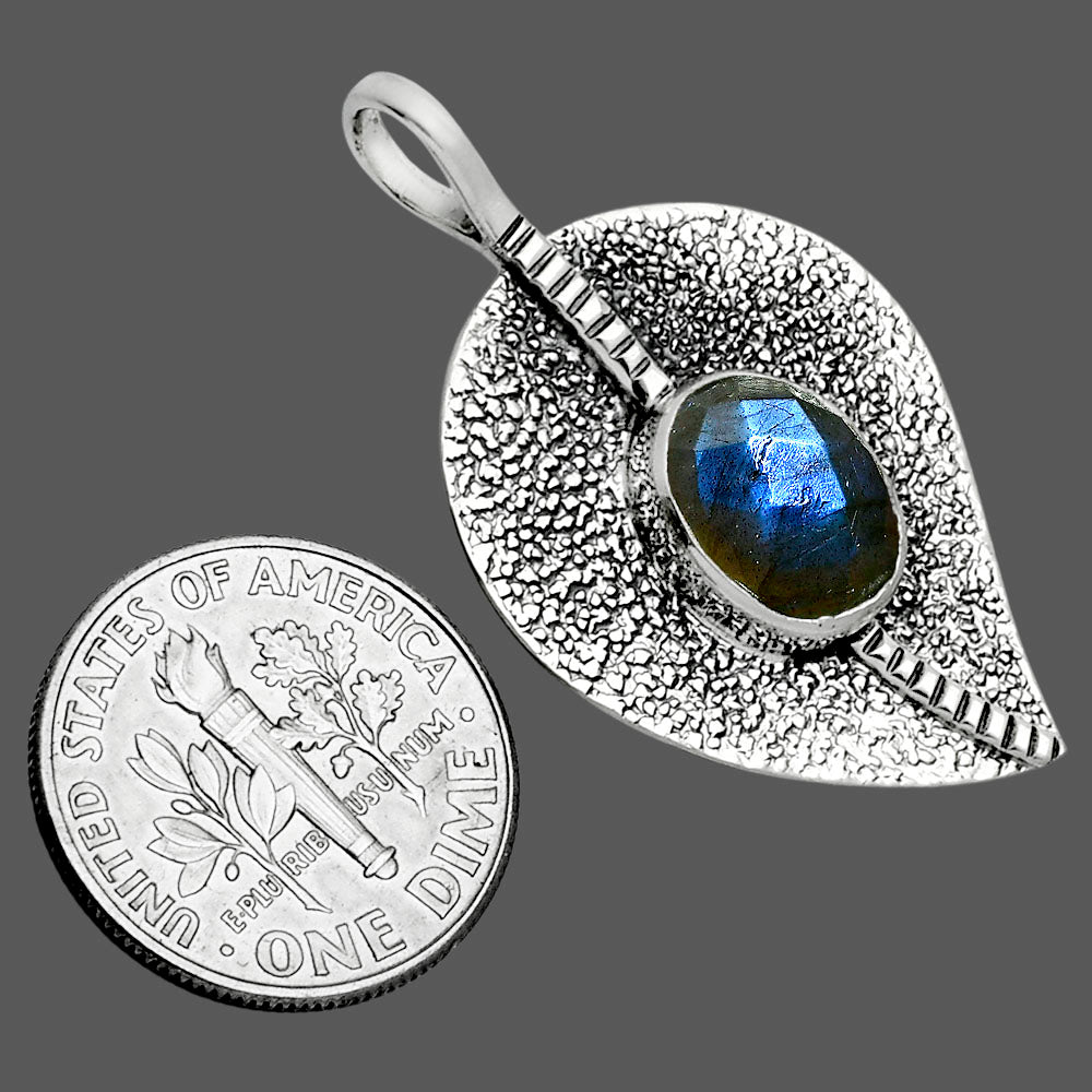 Blue Labradorite Checker - Madagascar Pendant P-1218 SDP157436