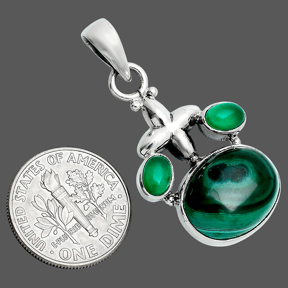 Malachite Eye - Congo & Green Onyx Pendant P-1673 SDP157531