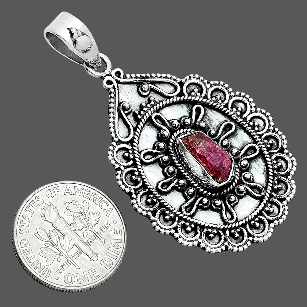 Natural Pink Tourmaline Rough Pendant P-1214 SDP157606