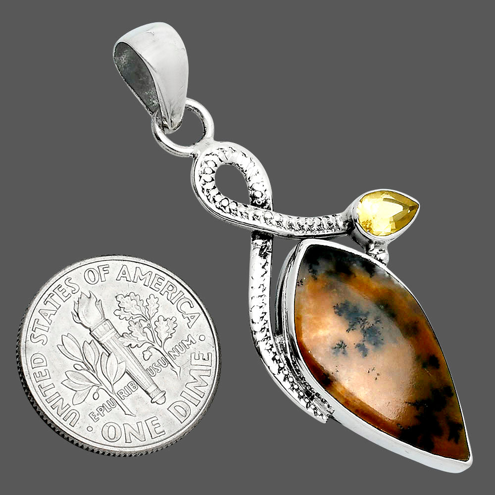 Honey Dendritic Opal & Citrine Pendant P-1111 SDP157701