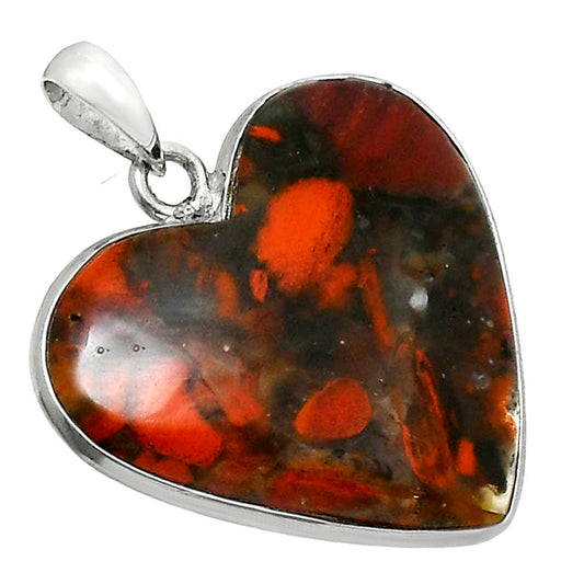Heart Natural Red Brecciated Jasper Pendant P-1043 SDP157719