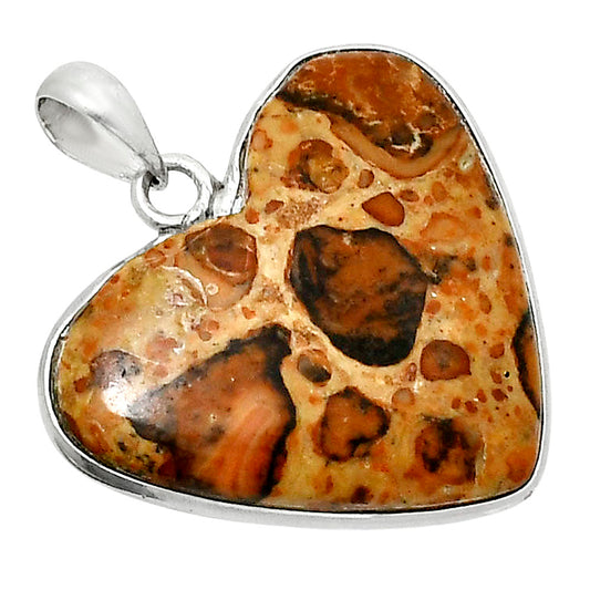 Heart Natural Leopardite Jasper Pendant P-1043 SDP157723