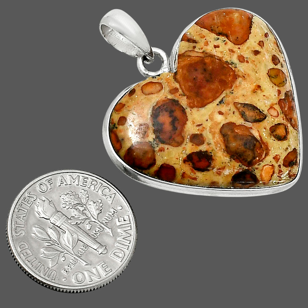 Heart Natural Leopardite Jasper Pendant P-1043 SDP157725