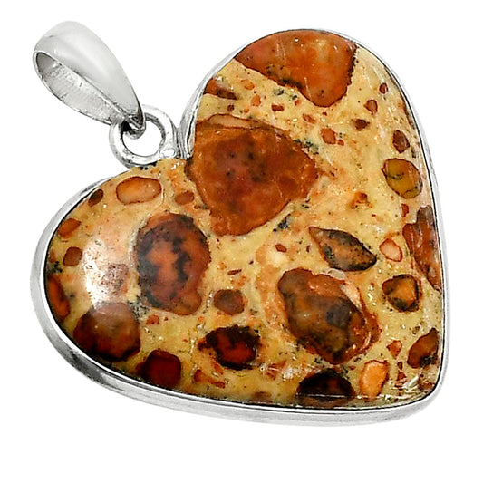 Heart Natural Leopardite Jasper Pendant P-1043 SDP157725