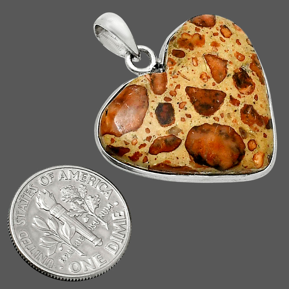 Heart Natural Leopardite Jasper Pendant P-1043 SDP157726