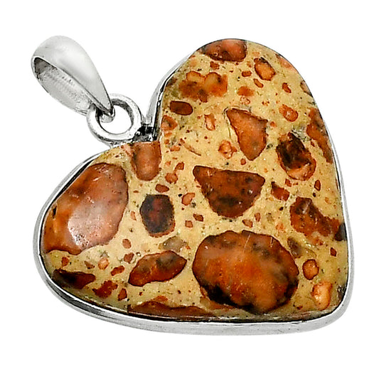 Heart Natural Leopardite Jasper Pendant P-1043 SDP157726