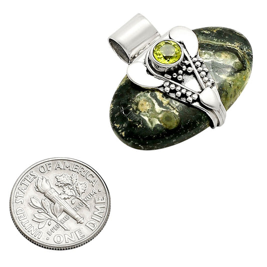 Lord Ganesha - Star Galaxy Jasper and Peridot Pendant P-1464 SDP157765