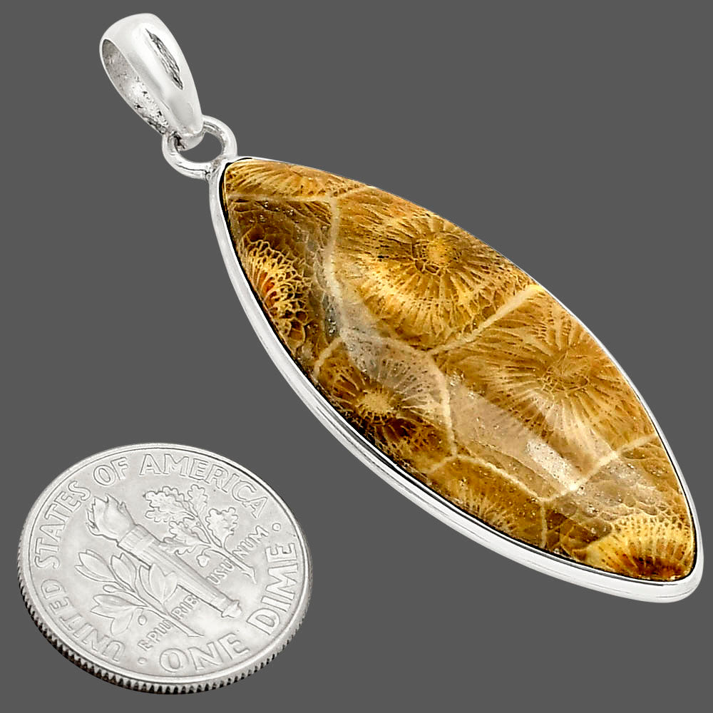 Natural Flower Fossil Coral Pendant P-1001 SDP158021