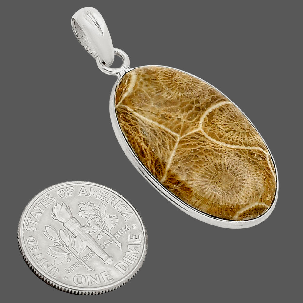 Natural Flower Fossil Coral Pendant P-1001 SDP158030