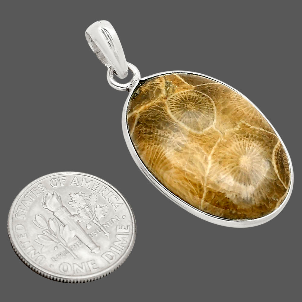 Natural Flower Fossil Coral Pendant P-1001 SDP158032