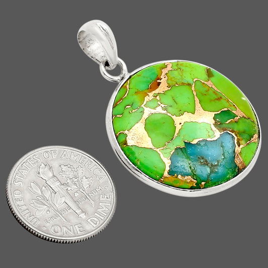 Blue Turquoise In Green Mohave Pendant P-1001 SDP158059