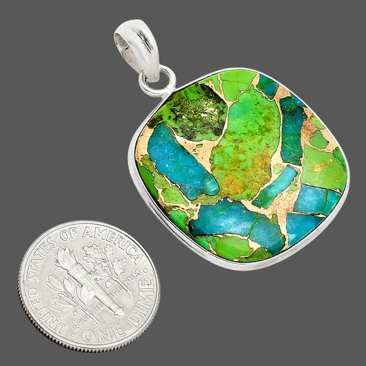 Blue Turquoise In Green Mohave Pendant P-1001 SDP158061