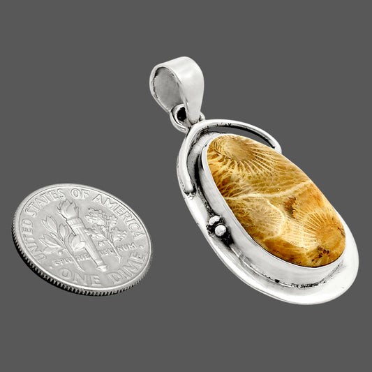 Flower Fossil Coral Pendant SDP158092