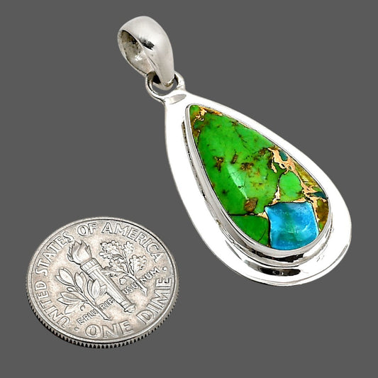 Blue Turquoise In Green Mohave Pendant P-1076 SDP158187