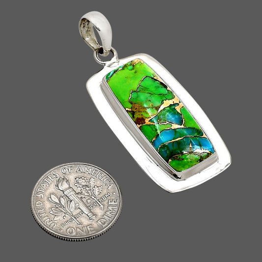 Blue Turquoise In Green Mohave Pendant P-1076 SDP158190