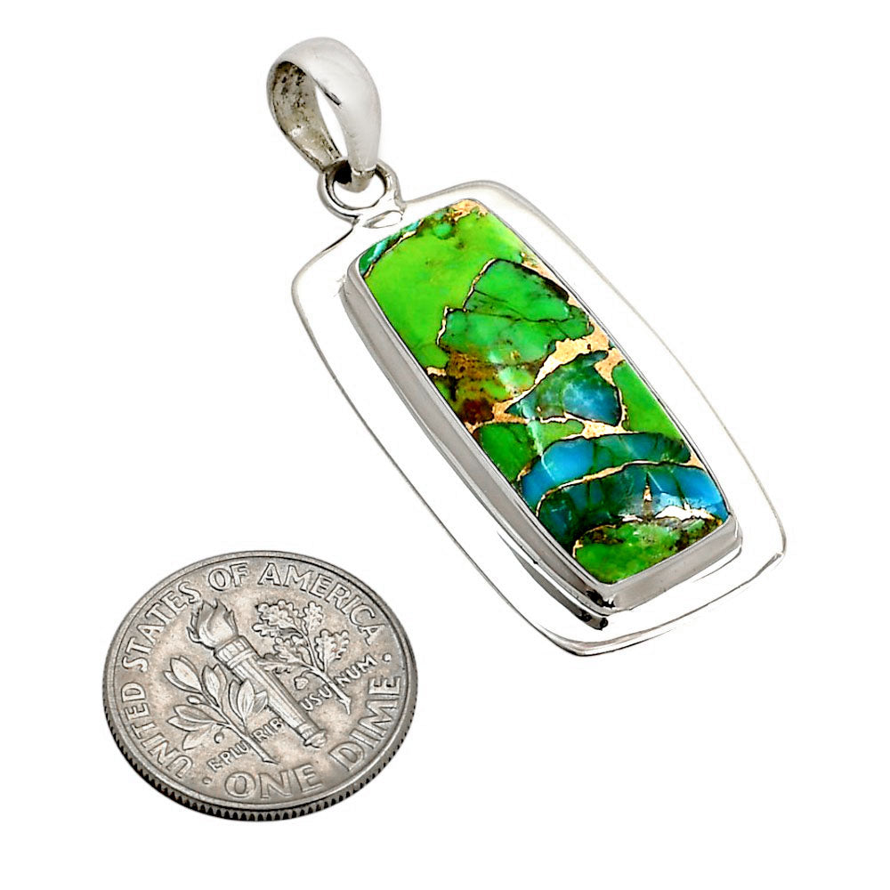 Blue Turquoise In Green Mohave Pendant P-1076 SDP158190