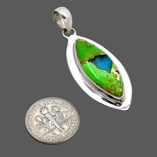Blue Turquoise In Green Mohave Pendant P-1076 SDP158196