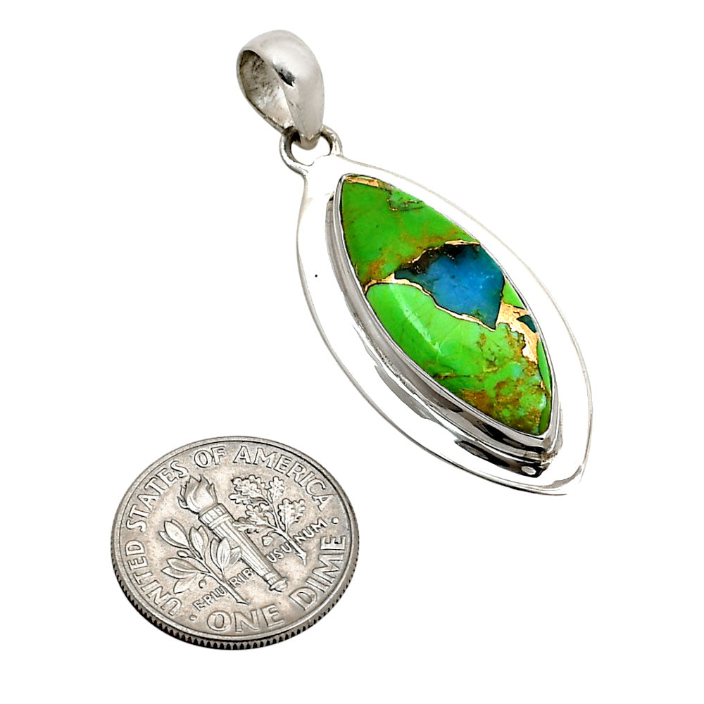 Blue Turquoise In Green Mohave Pendant P-1076 SDP158196