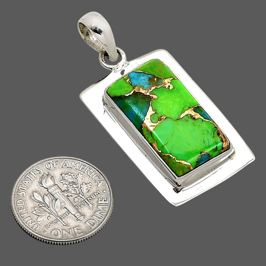 Blue Turquoise In Green Mohave Pendant P-1076 SDP158198