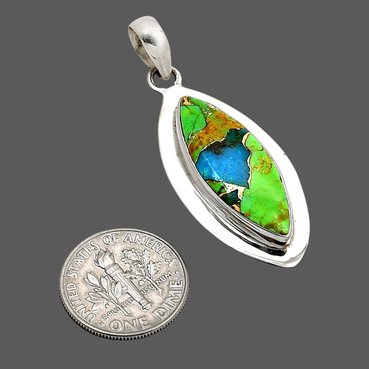 Blue Turquoise In Green Mohave Pendant P-1076 SDP158199