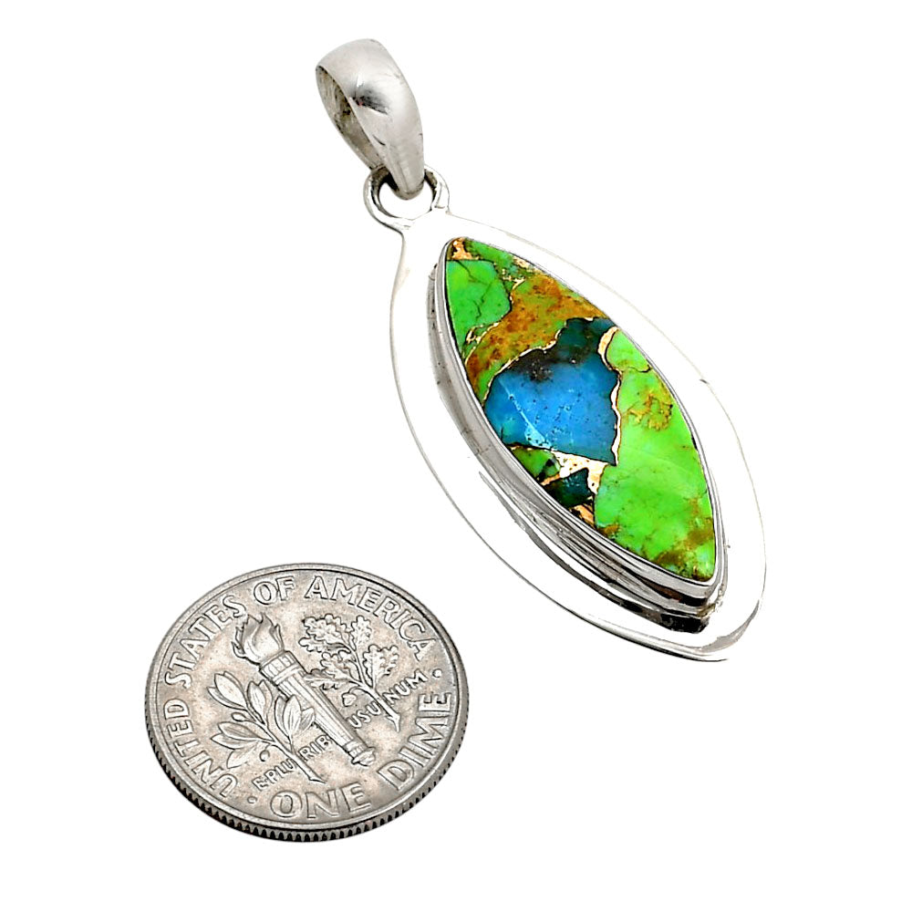 Blue Turquoise In Green Mohave Pendant P-1076 SDP158199