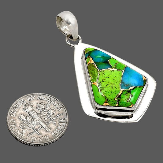 Blue Turquoise In Green Mohave Pendant P-1076 SDP158204