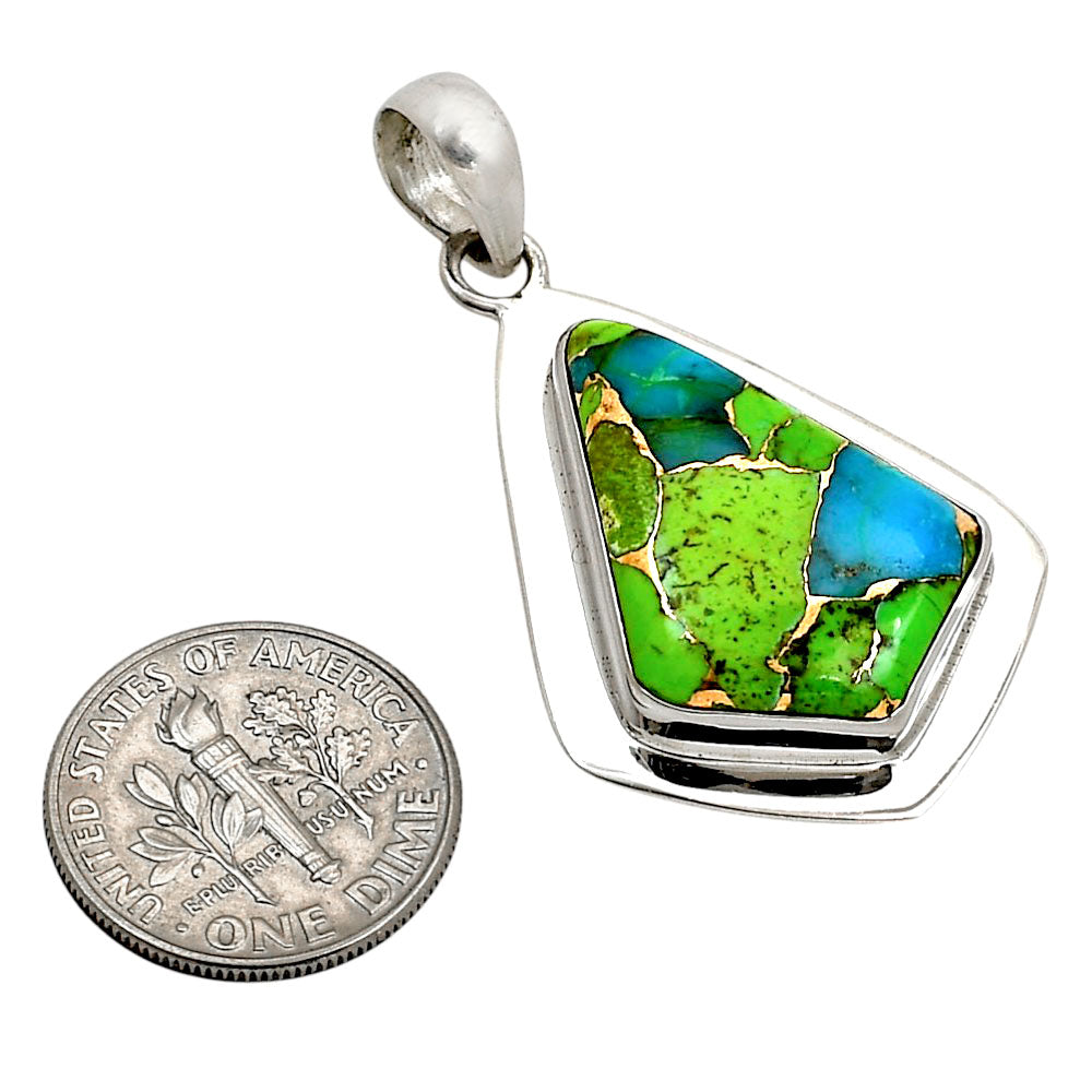 Blue Turquoise In Green Mohave Pendant P-1076 SDP158204