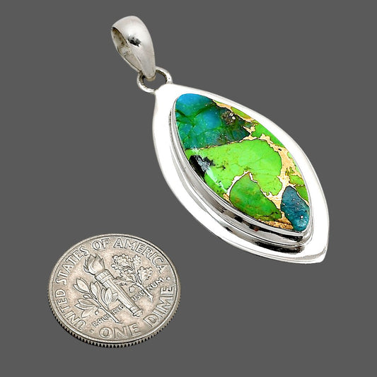 Blue Turquoise In Green Mohave Pendant P-1076 SDP158208