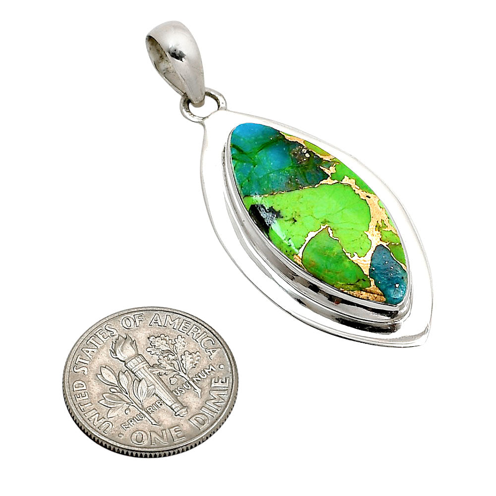 Blue Turquoise In Green Mohave Pendant P-1076 SDP158208