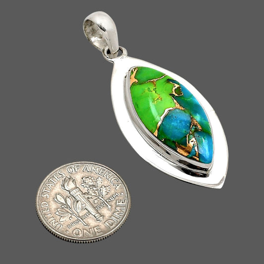 Blue Turquoise In Green Mohave Pendant P-1076 SDP158213