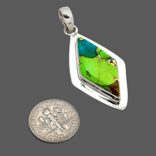 Blue Turquoise In Green Mohave Pendant P-1076 SDP158216