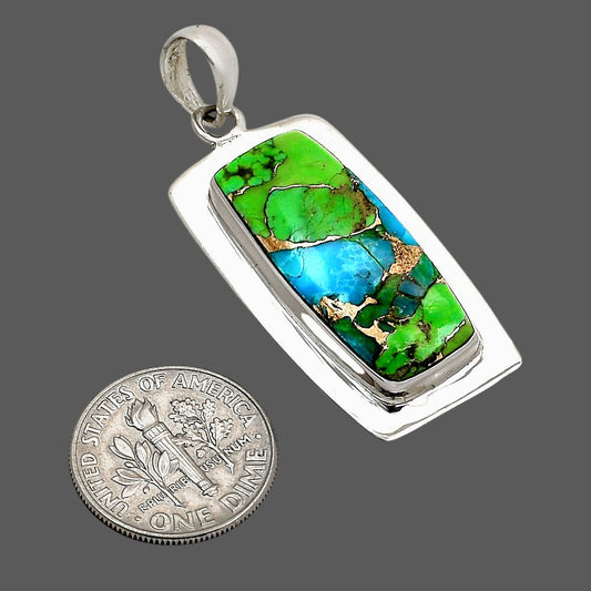 Blue Turquoise In Green Mohave Pendant P-1076 SDP158220