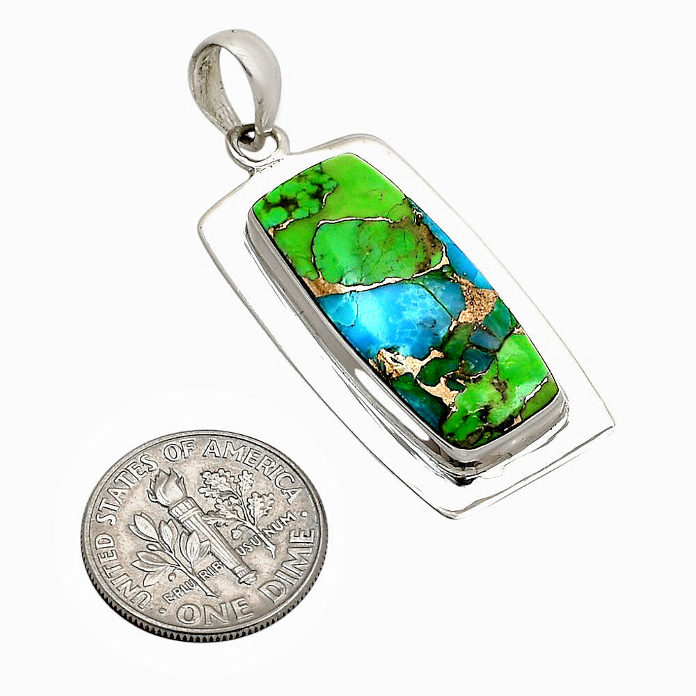 Blue Turquoise In Green Mohave Pendant P-1076 SDP158220
