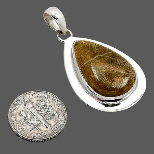 Flower Fossil Coral Pendant P-1076 SDP158246