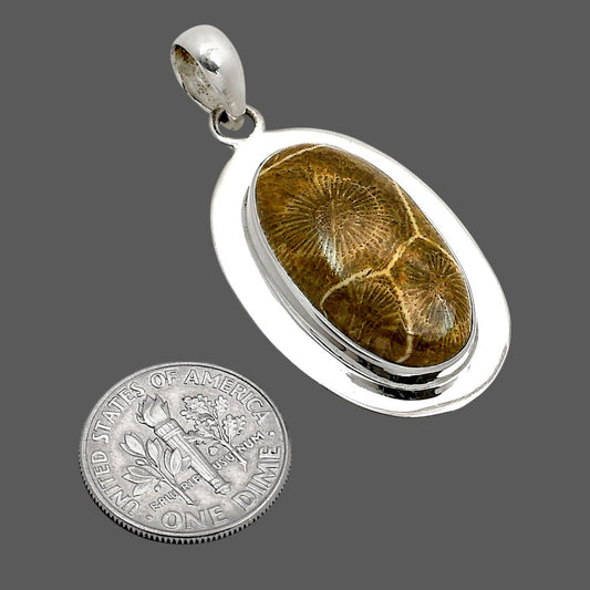Flower Fossil Coral Pendant P-1076 SDP158247