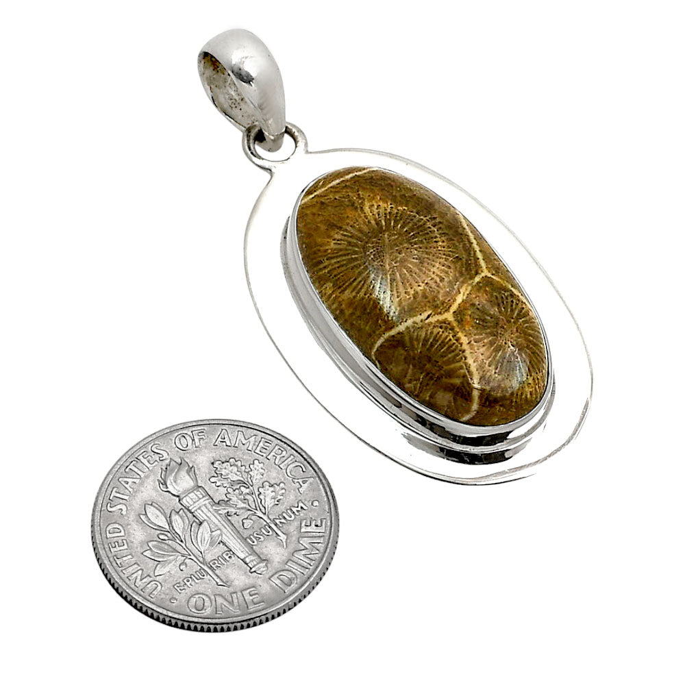 Flower Fossil Coral Pendant P-1076 SDP158247