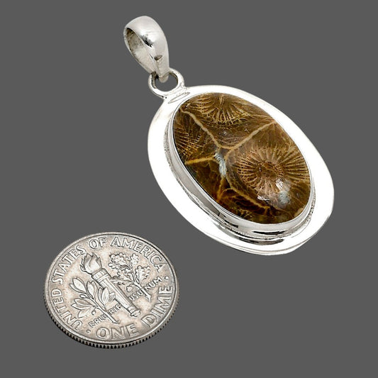 Flower Fossil Coral Pendant P-1076 SDP158249