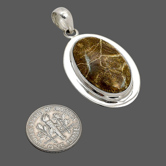 Flower Fossil Coral Pendant P-1076 SDP158251