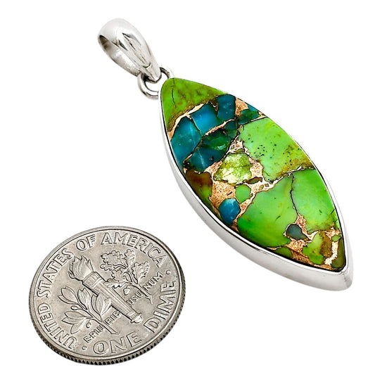 Blue Turquoise In Green Mohave Pendant P-1001 SDP158443
